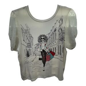 Black and White Graphic Short Sleeve T-Shirt